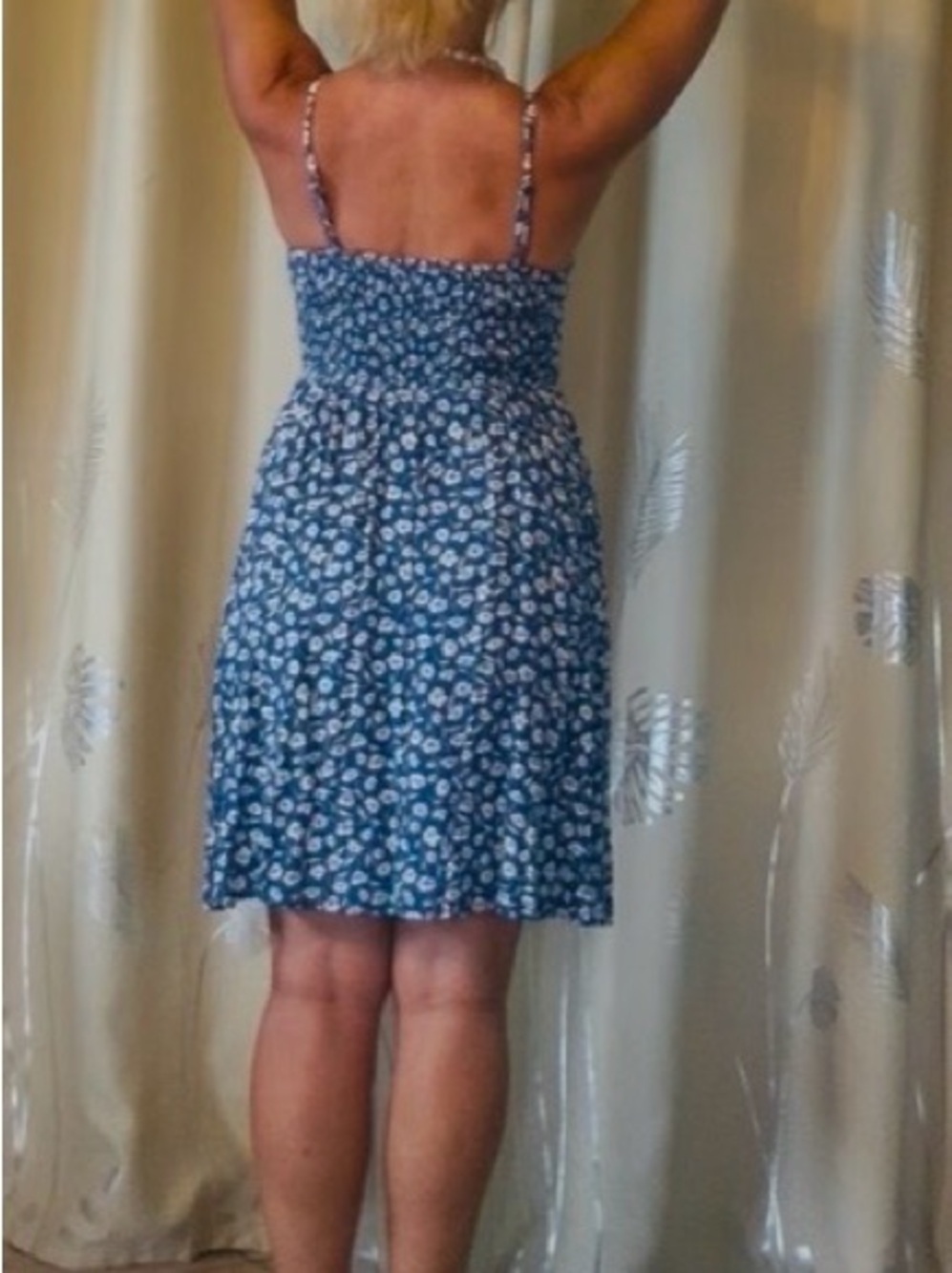 Old Navy Blue Floral Slip Dress with White Daisy Print - Picture 6 of 11
